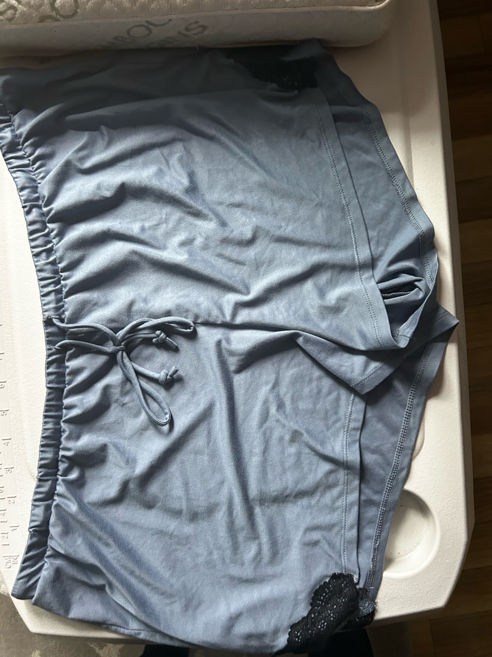 Gilligan & O'Malley Slate Blue Sleep Shorts with Lace Trim